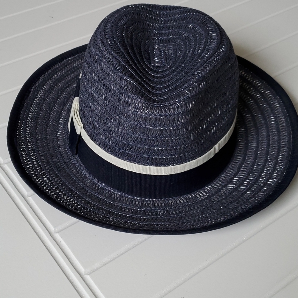 Halogen Navy Panama Strae Hat